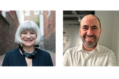 Headshots of artists Miriam Gusevich and Salvatore Pirrone