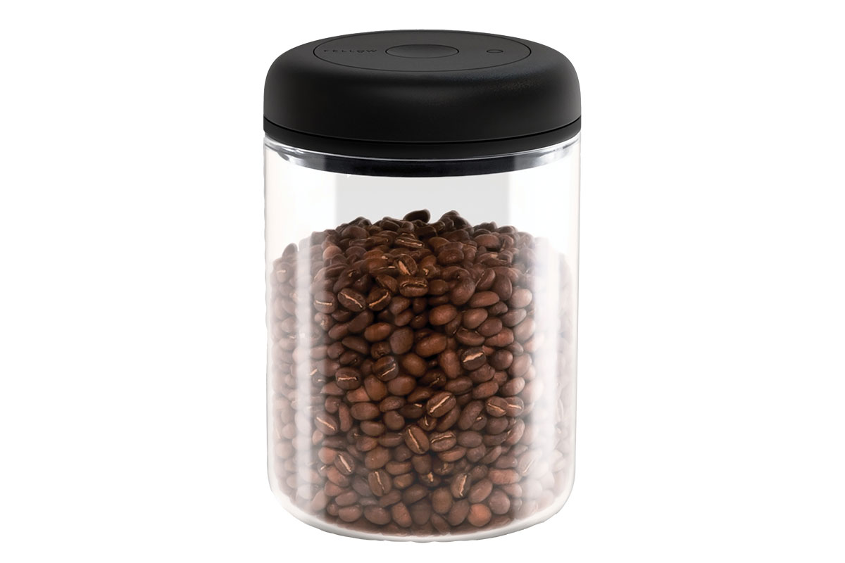 Coffee beans in vacuum-sealed container