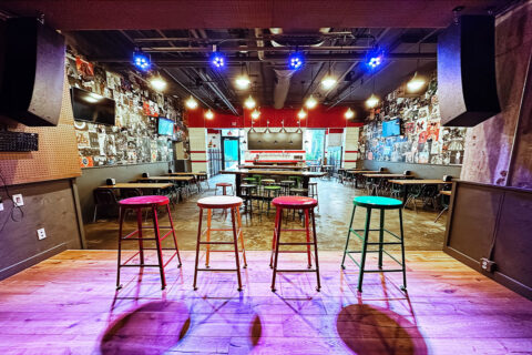 View of The Filling Station music venue from the stage