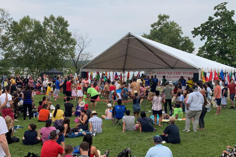 Crowd watching performance at Around the World Cultural Food Festival