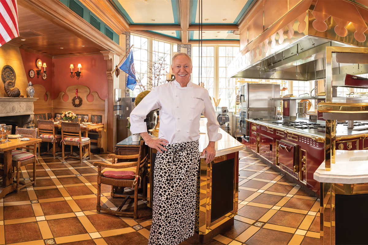 Patrick O'Connell stands in the kitchen at the Inn at Little Washington