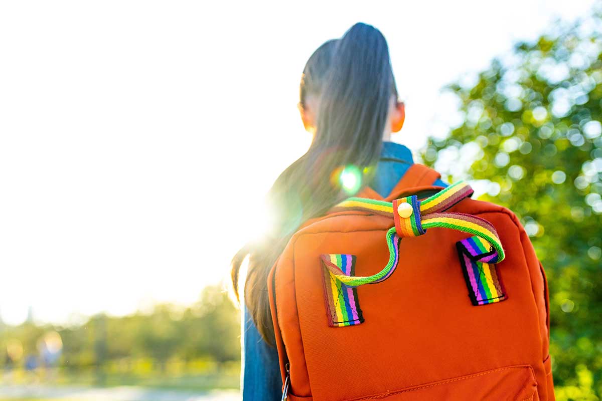 girl wearing backpack