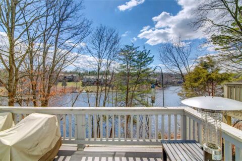 view of the lake from the back deck