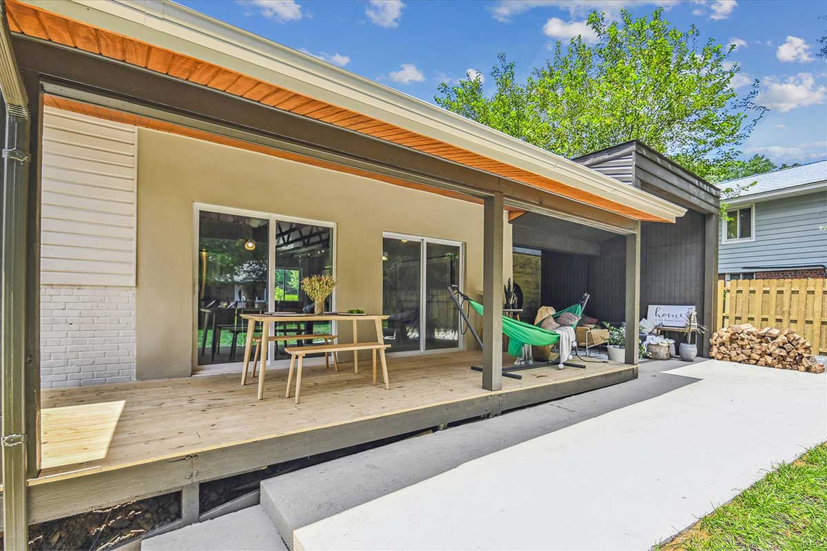 covered deck in backyard