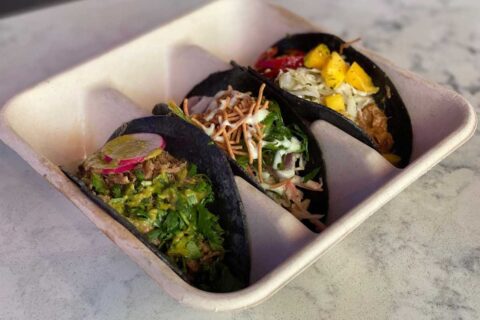 tacos with blue corn tortilla shells