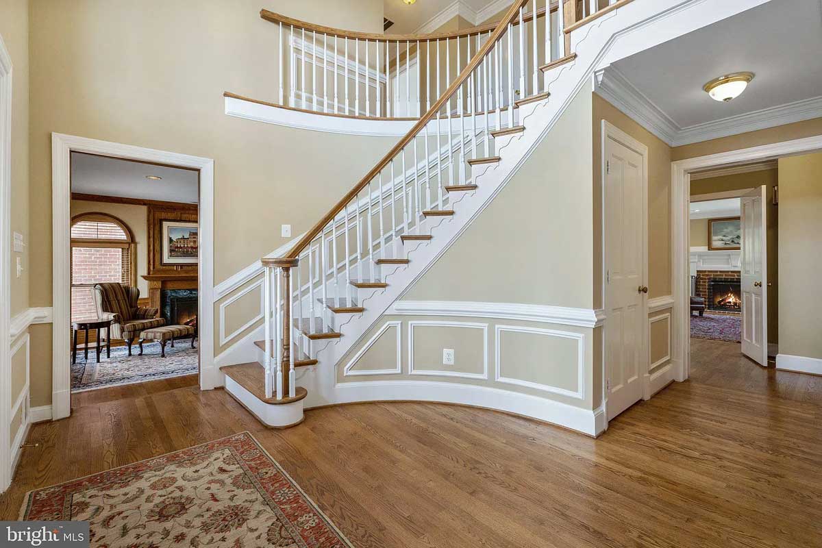 foyer with angled staircase