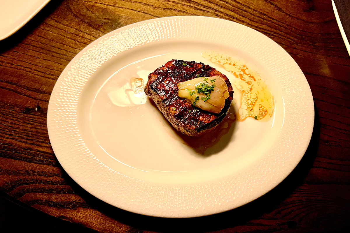 Steak with garlic at Heirloom