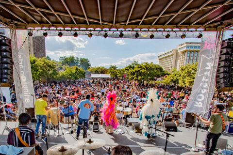 View of crowd from the stage at the Rosslyn Jazz Fest