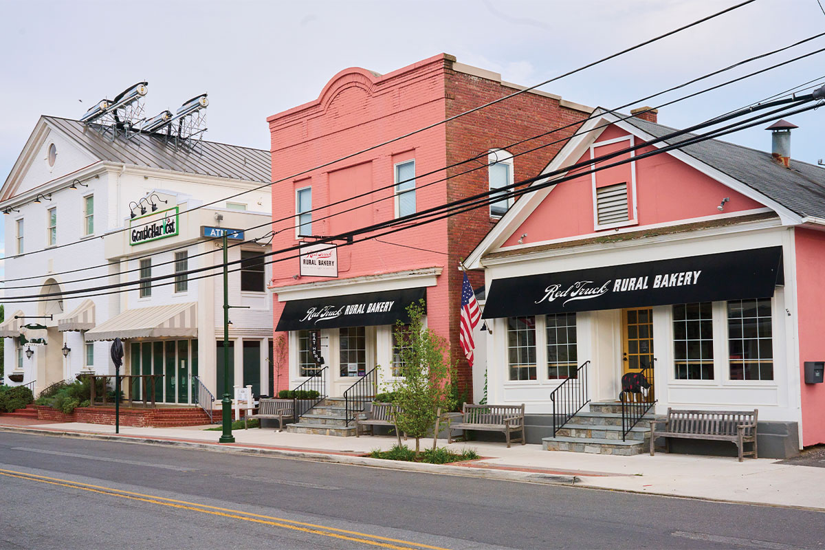 Street view of the Red Truck Bakery in Marshall