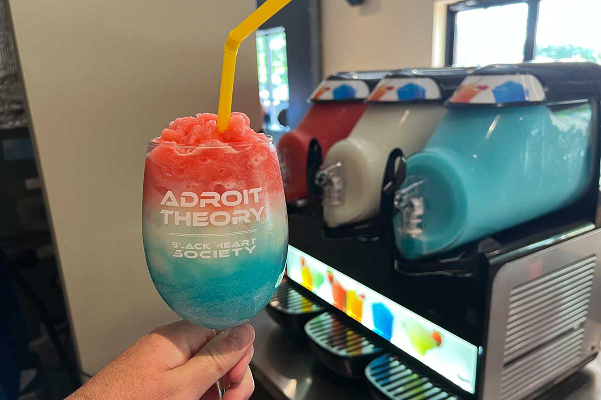 red, white, and blue beer slushie