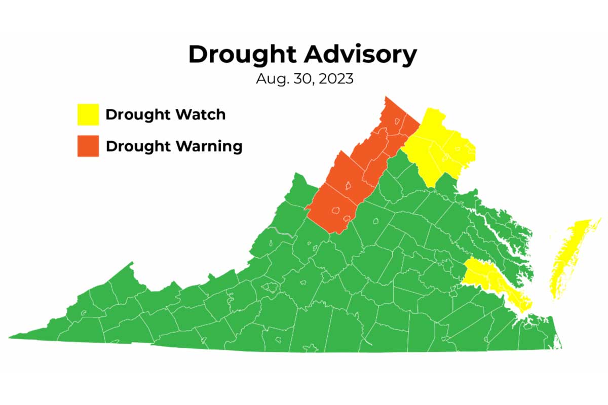 Virginia drought advisory map