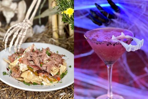 loaded nachoes and vampire kiss cocktail from Nightmare on the Avenue