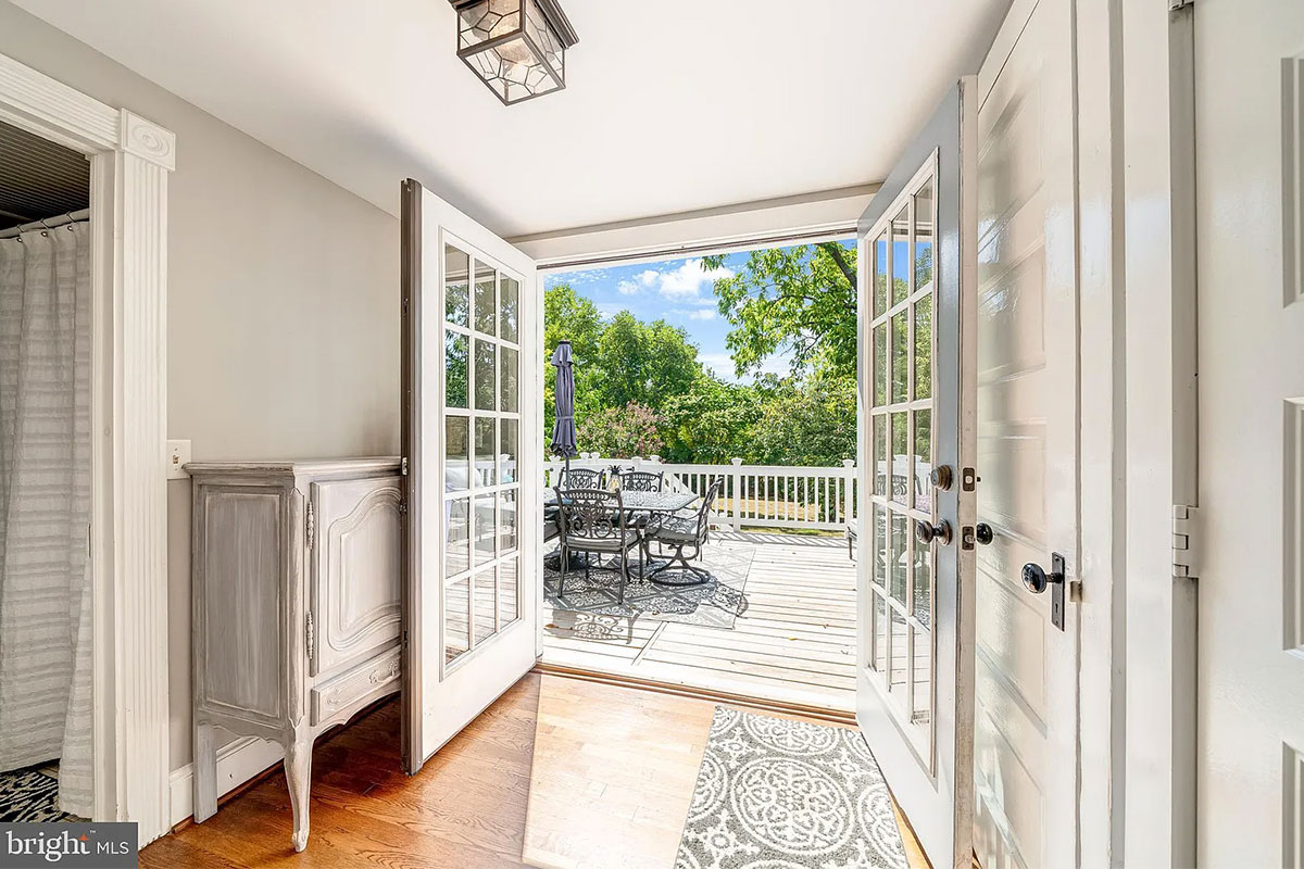 French doors open out to deck