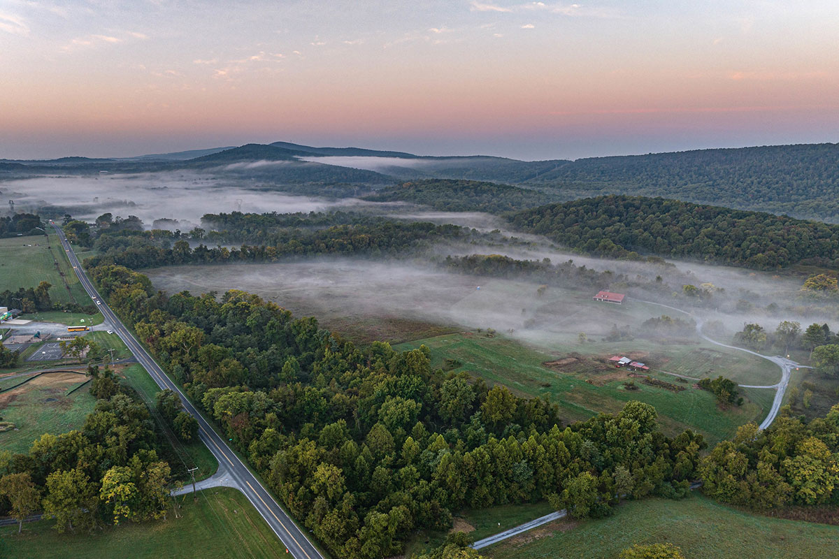 Aerial view of Sweet Run State Park