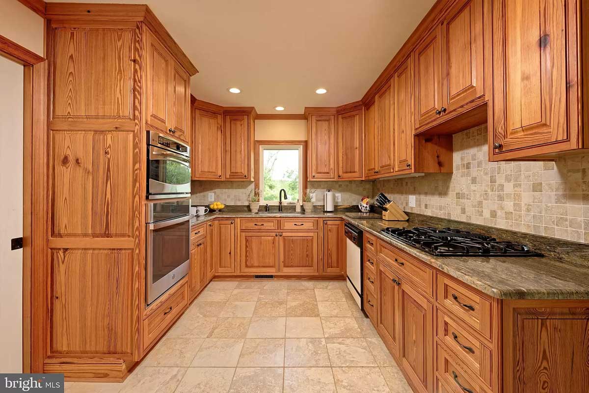 kitchen with pine cabinets