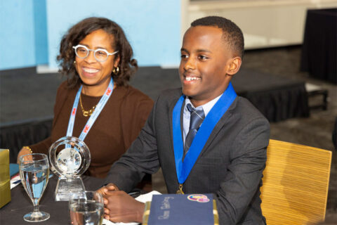 Heman Bekele and Deborah Isabelle with medals