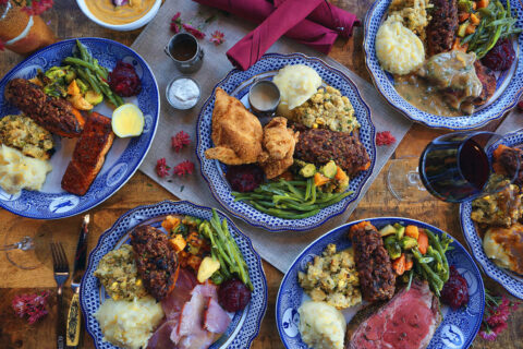 Thanksgiving dinner spread