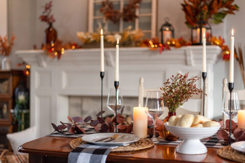 Table setting decorated for Thanksgiving