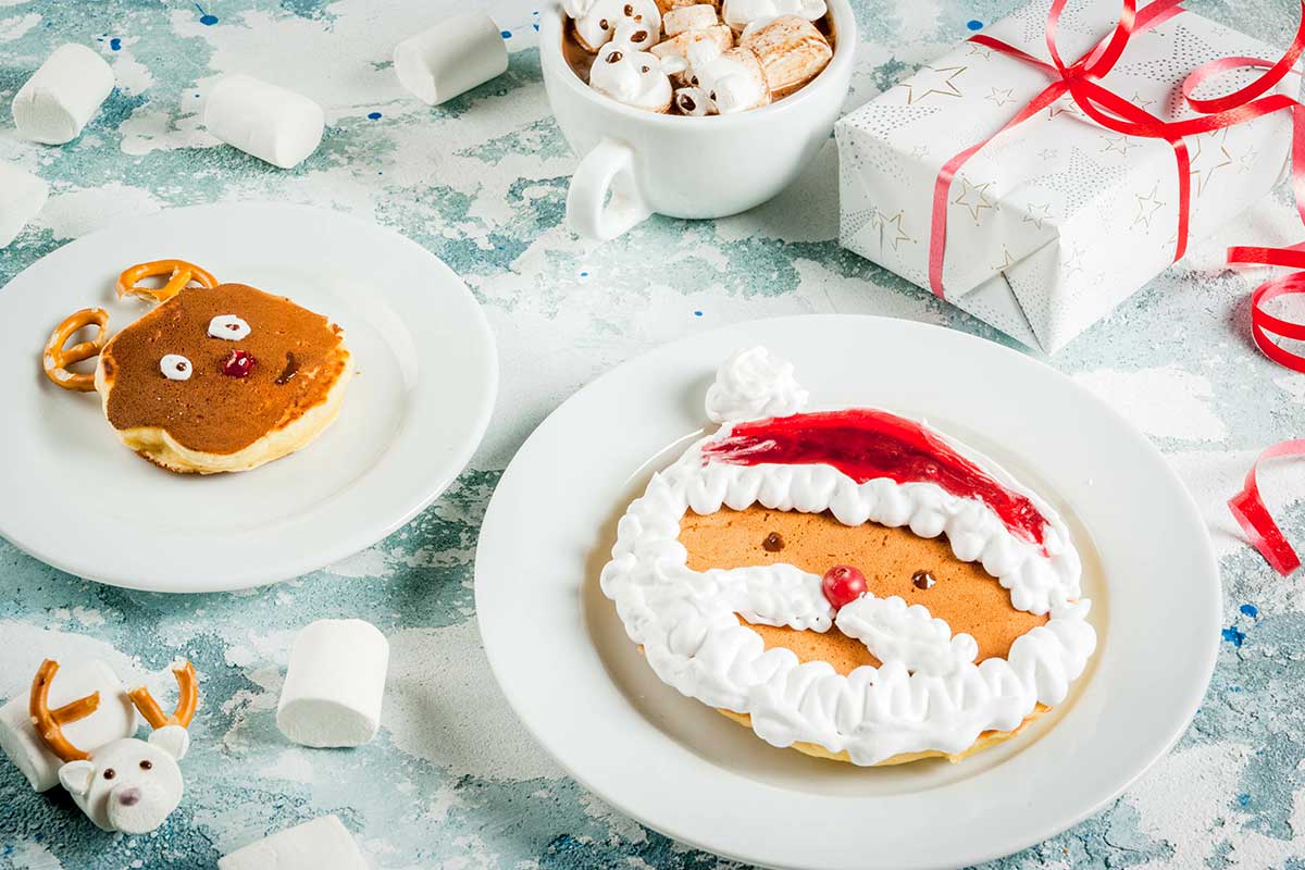santa and reindeer pancake