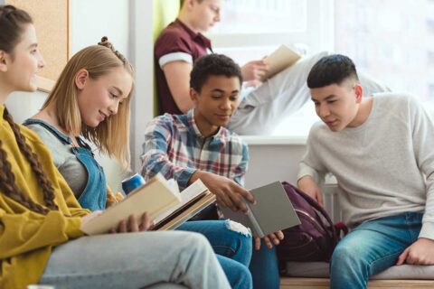 high school students reading