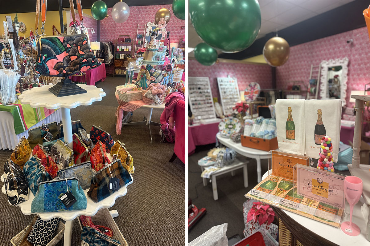 Two displays of gift items at Chick's Picks