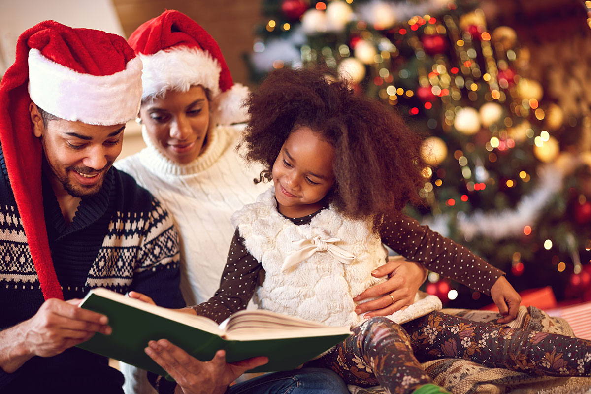 Family reading at Christmas