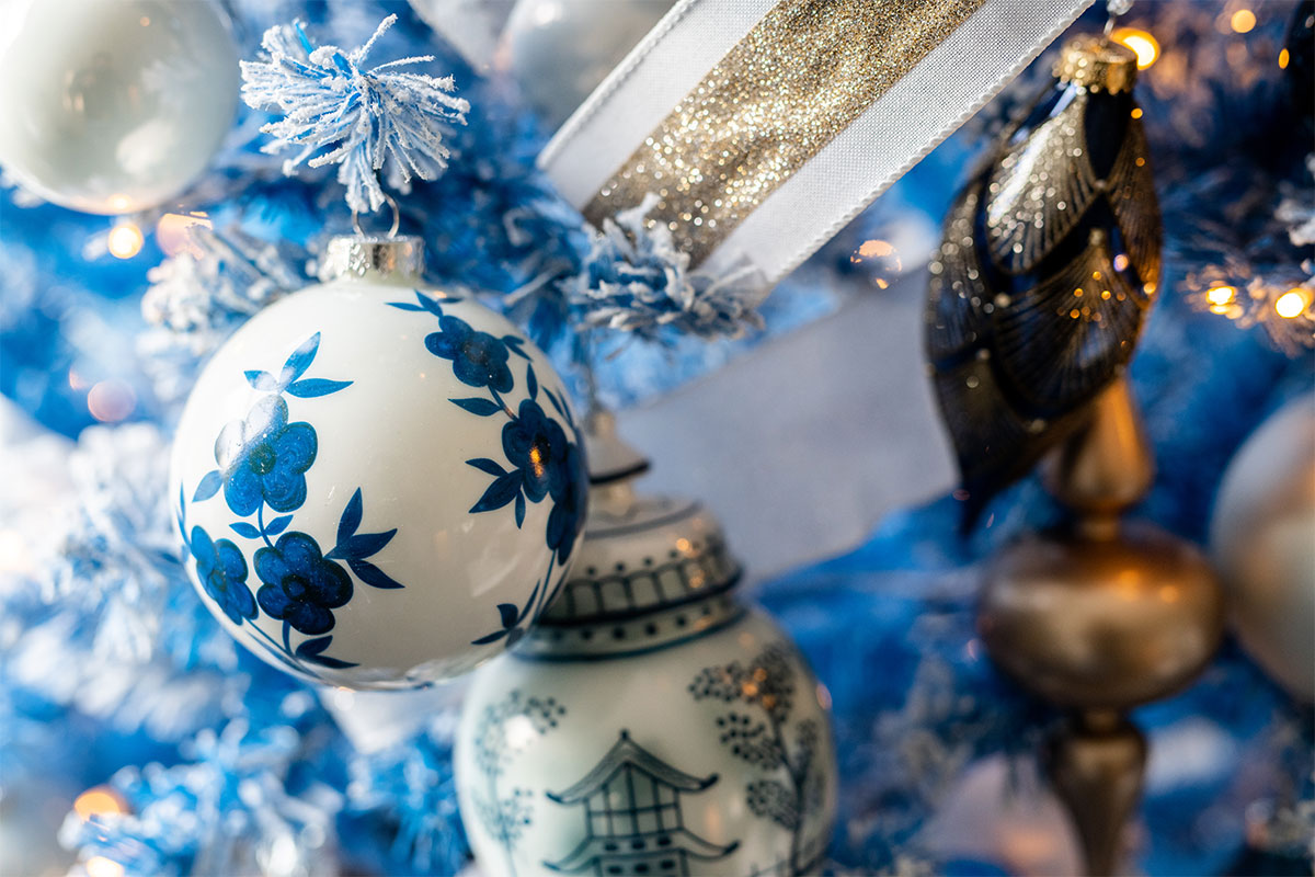 Blue holiday ornaments
