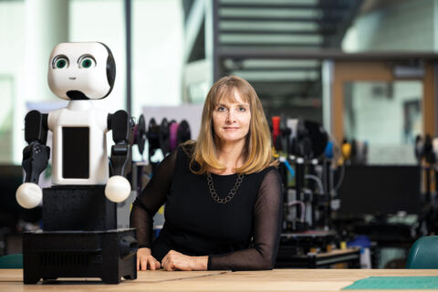 Missy Cummings with robot