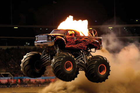 Monster truck on fire