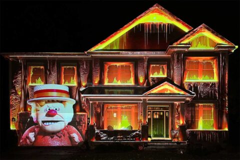 house with projections of fire and heat meiser