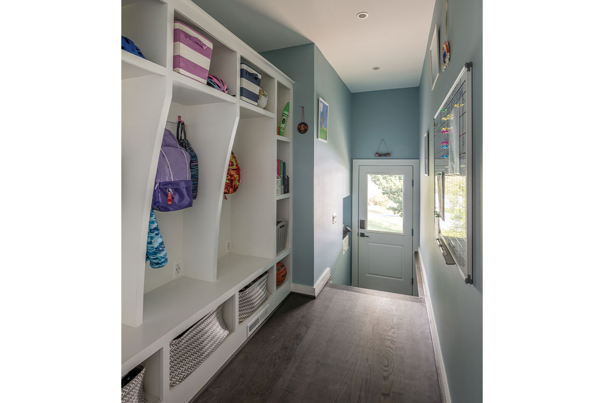 Mudroom with cubbies for kids' backpack was part of the renovation
