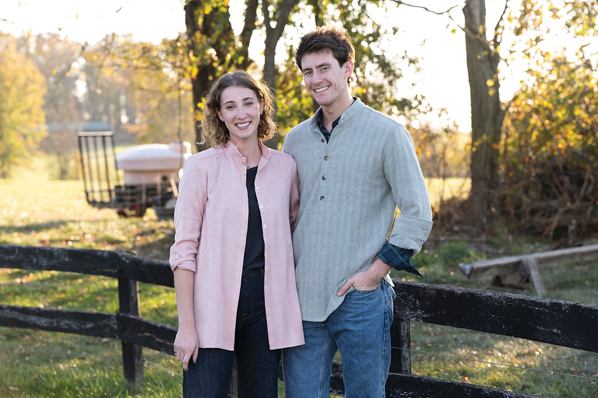 Ellie Auch and Alexander Schlesinger model shirts from Gum Tree Farm