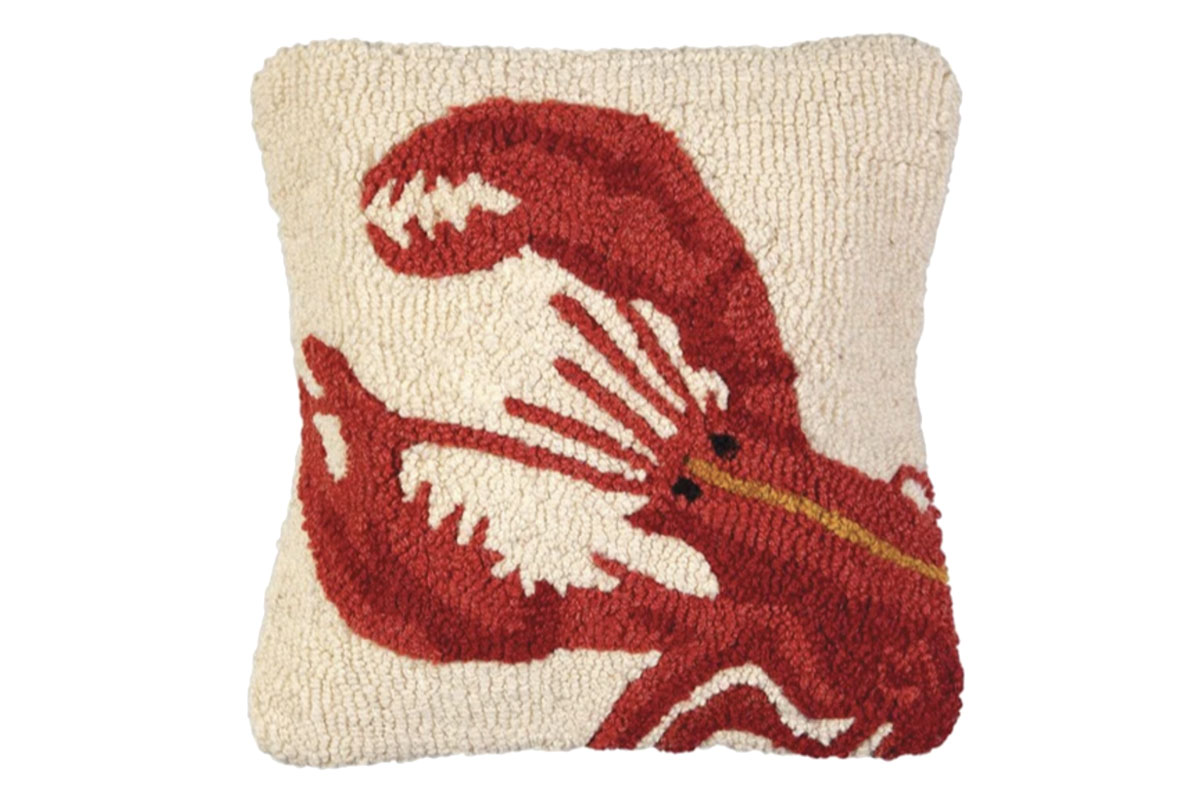 Hooked pillow with image of lobster