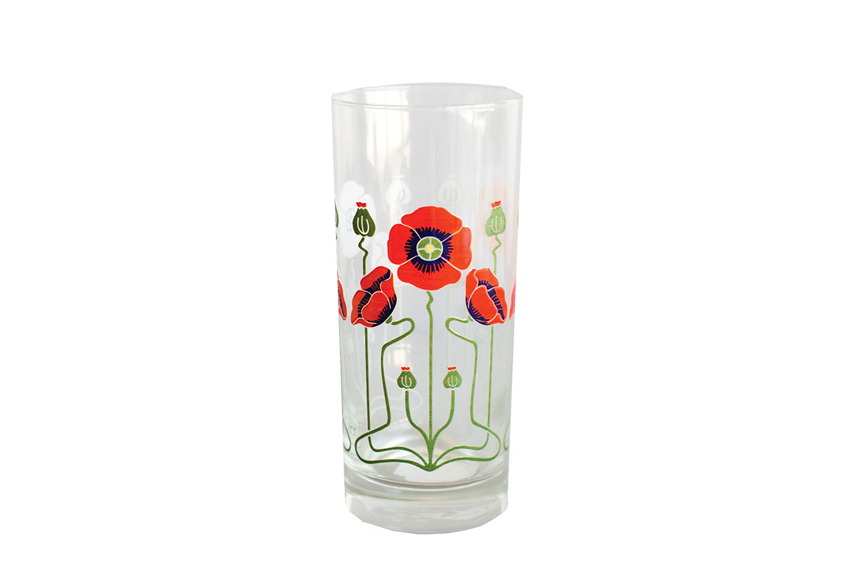 Collins glass with poppies