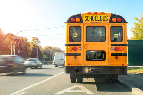 traffic speeding fast school bus