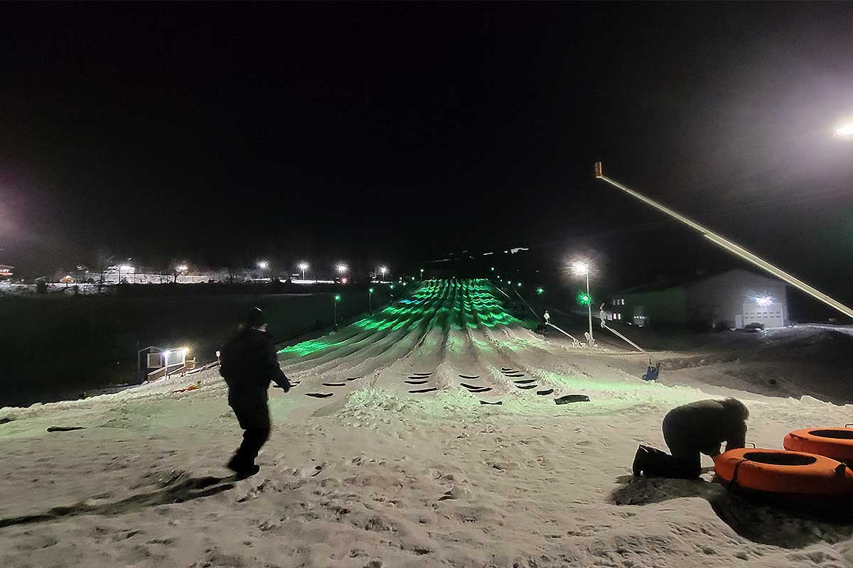 snow riders snow tubing slope from bottom