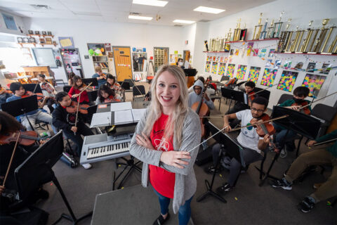 Annie Ray and students