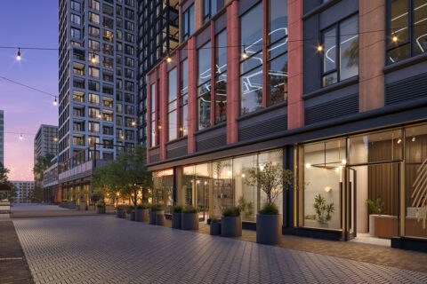 Exterior of retail space at national landing