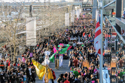 Mardi Gras parade at the Wharf