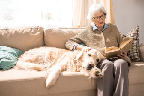 Senior woman with dog