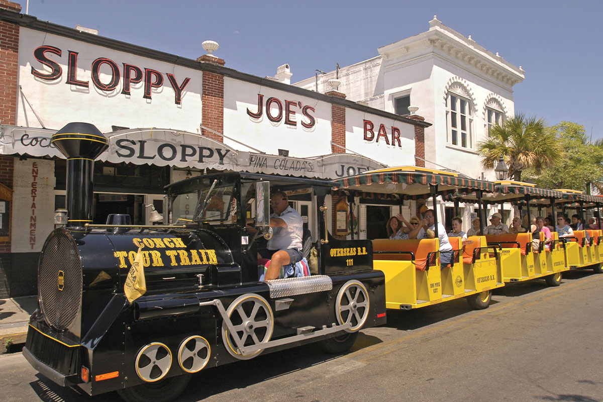 Conch Tour Train in front of Sloppy Joe's