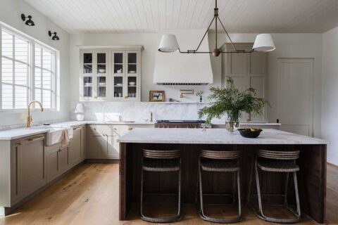 white kitchen with island