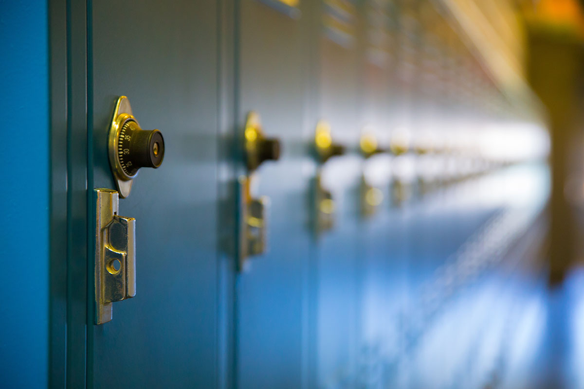 school lockers close up