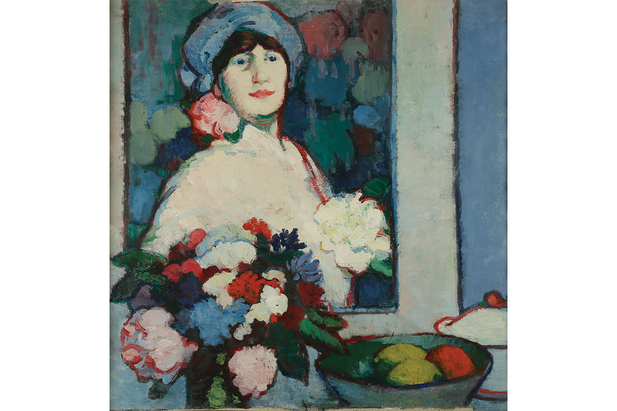 Painting of woman with flowers