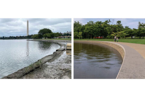 Tidal Basin what it looks like now and rendering of work to be done