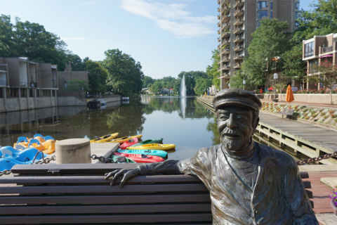 statue outside of Reston museum