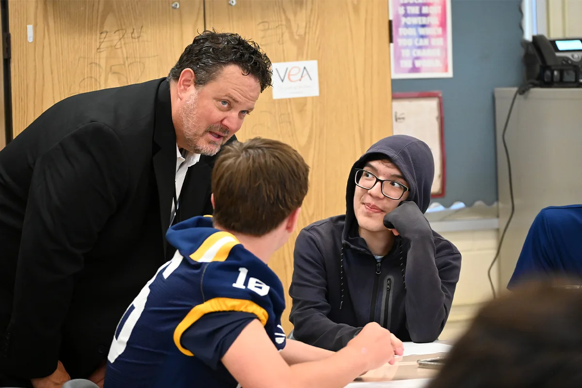 Aaron Spence, Loudoun County superintendent with students