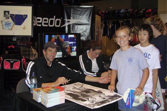 Katie Ledecky with Michael Phelps
