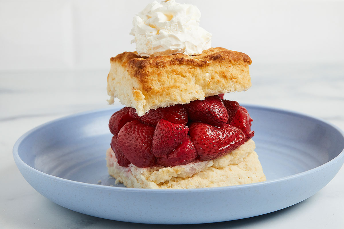 Strawberry shortcake on biscuit