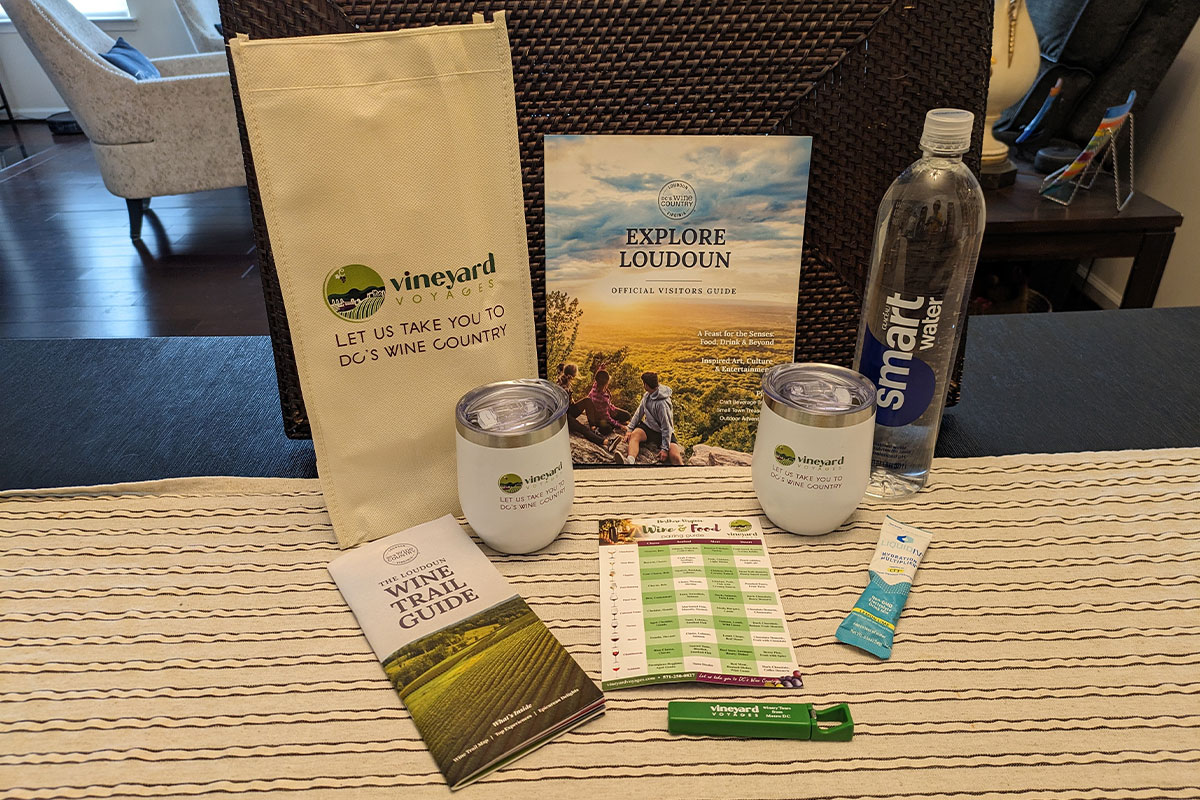 Swag bag from Vineyard Voyages